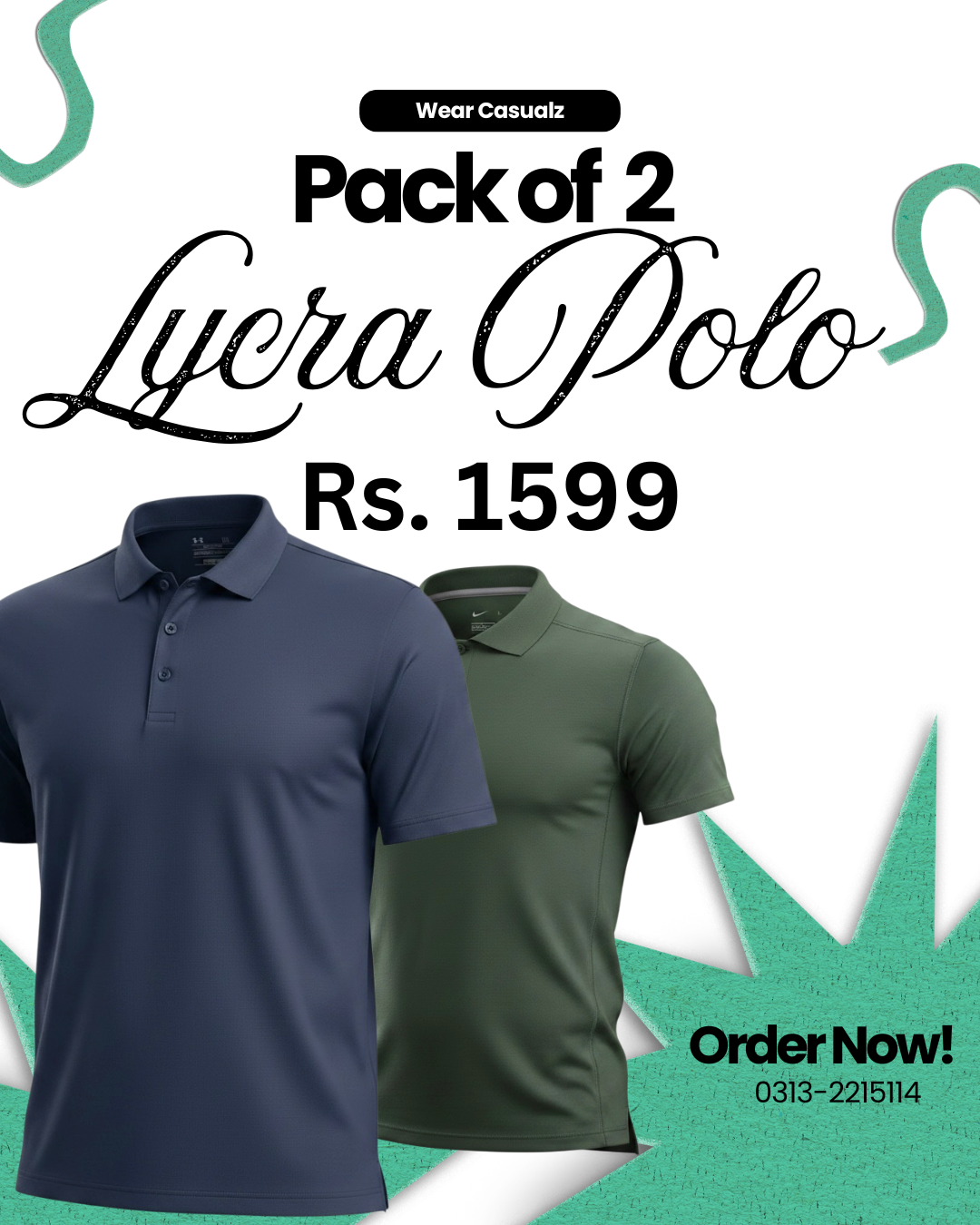 Pack of 2 Lycra Polo