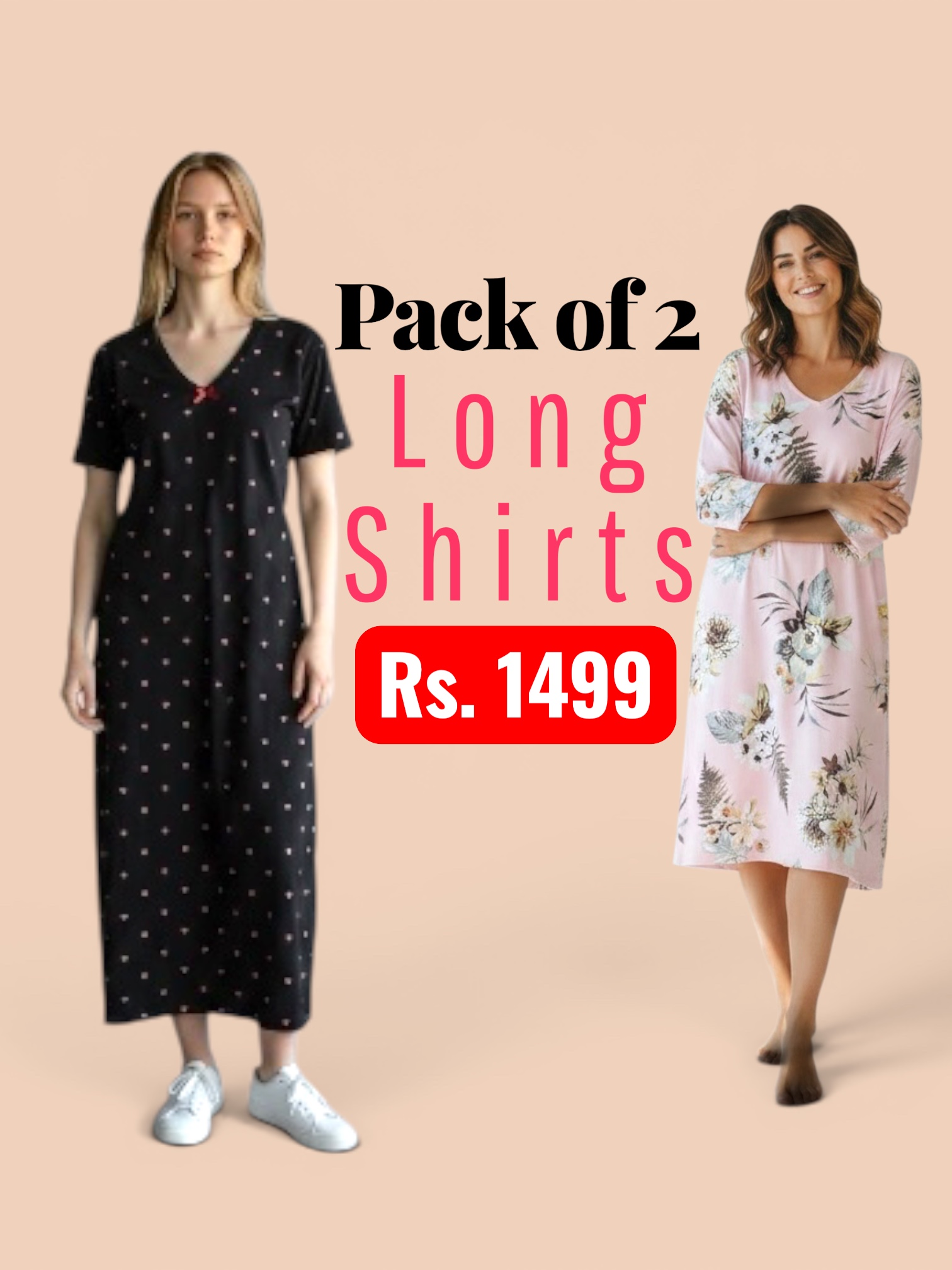 Pack of 2 Long Shirts Women